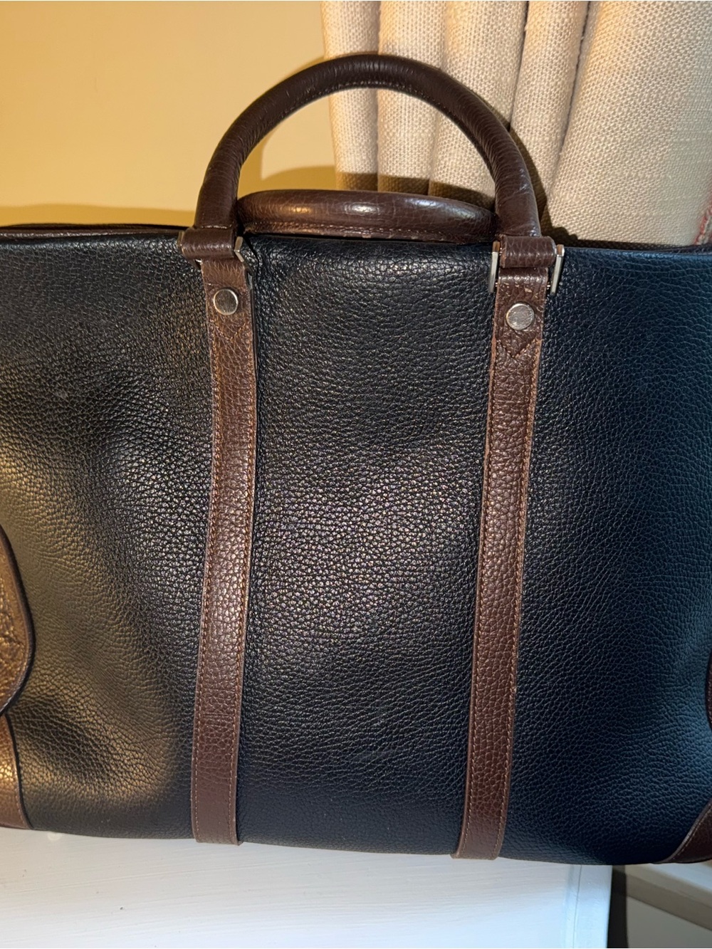 Mark & Graham Leather Laptop Tote. ***Missing zipper pull tab & shoulder strap**